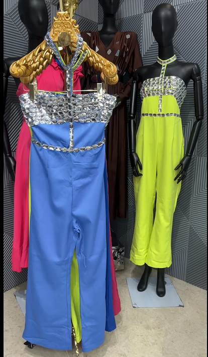 Emilly Rhinestone T-Halter Neck Jumpsuit